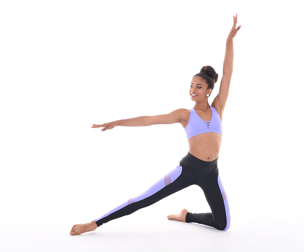 Plunge Cross-Back Top, Convention Dynamic Lux Leggings, Lilac