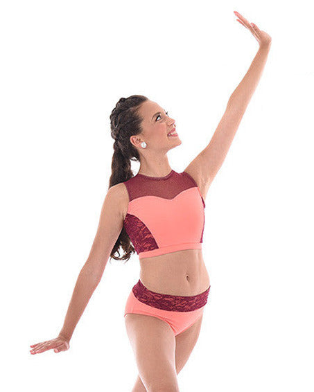 Metrix Curved Elements Crop Top, Lace Yoke Dance Brief, Group