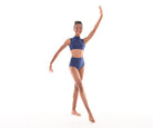 Lycra Keyhole Back Crop Top With Collar, Lycra High Waisted Panty 