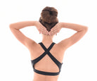 Plunge Cross-Back Top, Black, Back