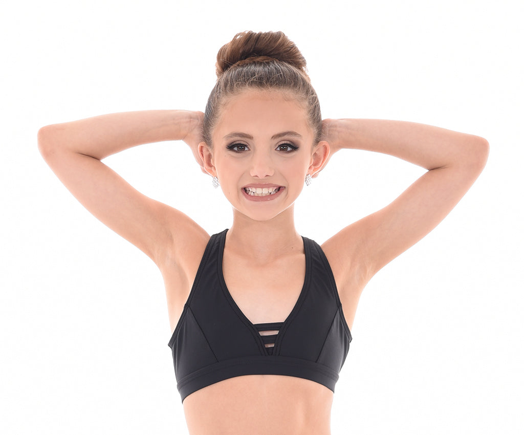 Plunge Cross-Back Top, Black